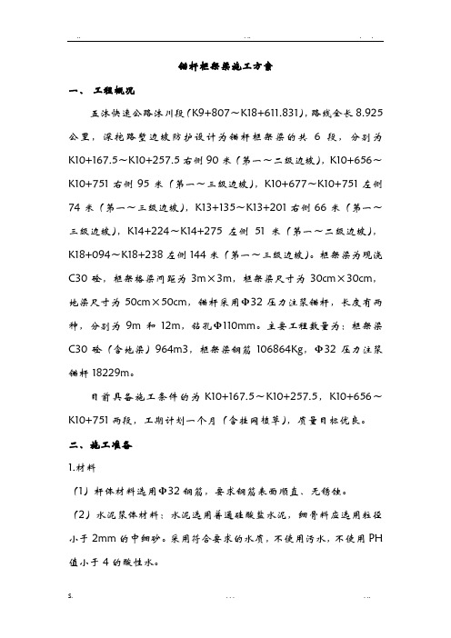 锚杆框架梁施工方案