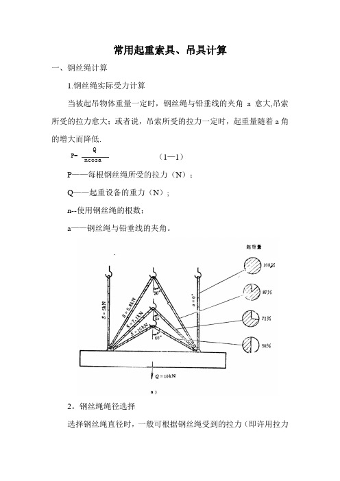 吊装作业钢丝绳选用计算书