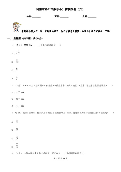 河南省洛阳市数学小升初模拟卷(六)