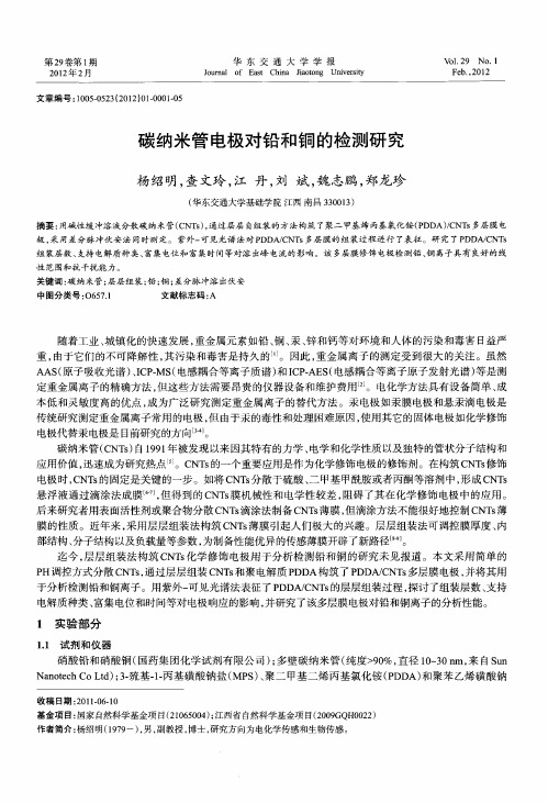 碳纳米管电极对铅和铜的检测研究