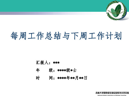 研究生每周工作总结与下周工作计划