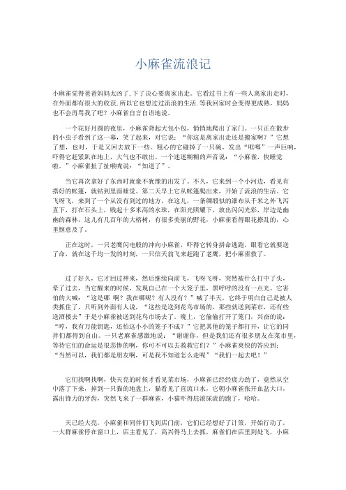小学记叙文 小麻雀流浪记-精品
