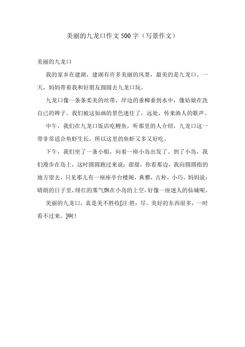 美丽的九龙口作文500字(写景作文)