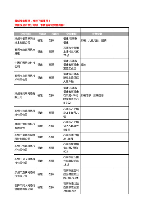 新版福建省石狮网络工商企业公司商家名录名单联系方式大全21家