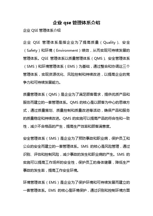 企业qse管理体系介绍