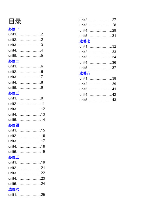 人教版高中英语必修1至5选修6-8词汇大全-人教版