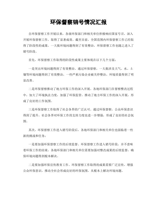 环保督察销号情况汇报