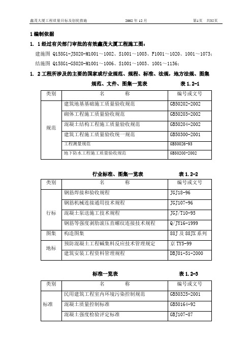 长城杯质量目标及措施计划