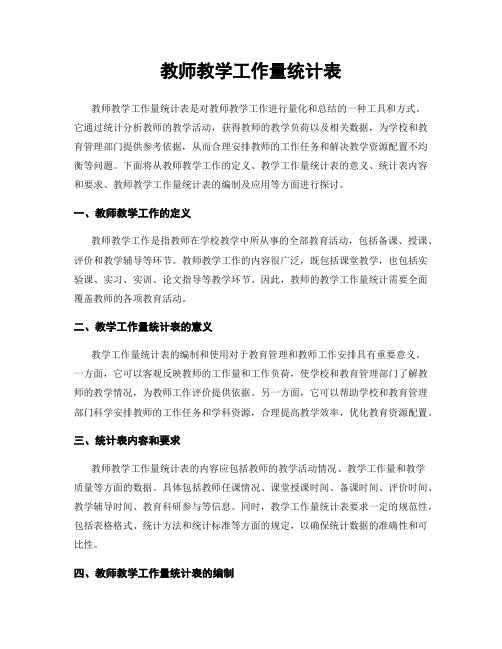 教师教学工作量统计表