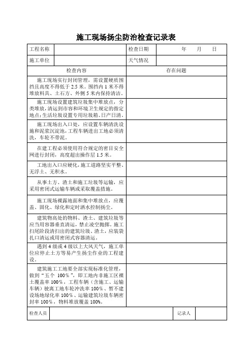 建筑工程扬尘检查记录表