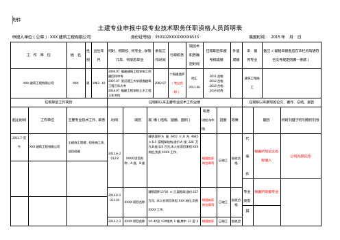 简明表(范本)