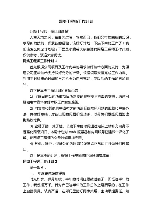 网络工程师工作计划（5篇）