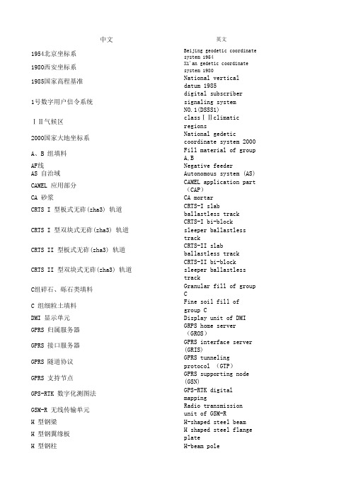 【铁路专业词汇表】铁路工程建设标准英语版翻译指南(建技〔2010〕184号)