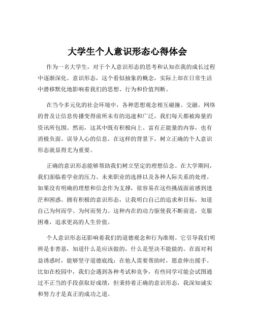 大学生个人意识形态心得体会