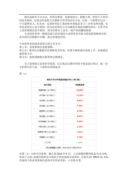 量化投资数据分析(内含最强10因子分析报告)