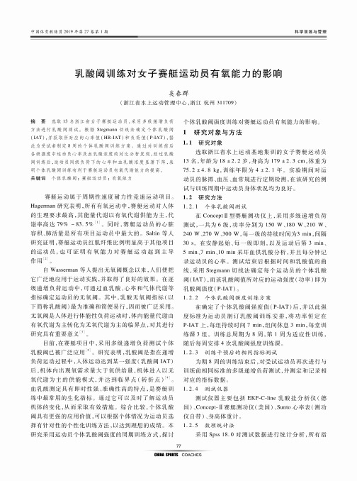乳酸阈训练对女子赛艇运动员有氧能力的影响