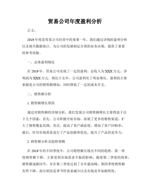 贸易公司年度盈利分析