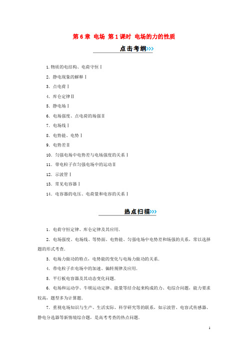 高考物理一轮复习 第6章 电场 第1课时 电场的力的性质