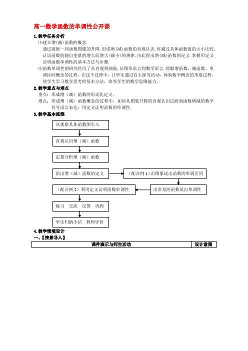 高一数学函数的单调性公开课 新课标 人教版必修