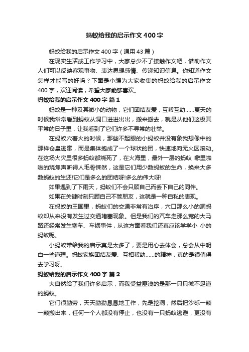 蚂蚁给我的启示作文400字