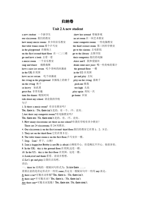 新版译林五年级上册5AU2词组句型语法归纳