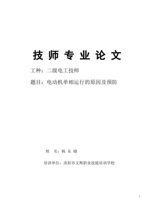 电工—技师论文