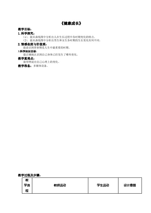 冀人版科学六年级下册《健康成长》