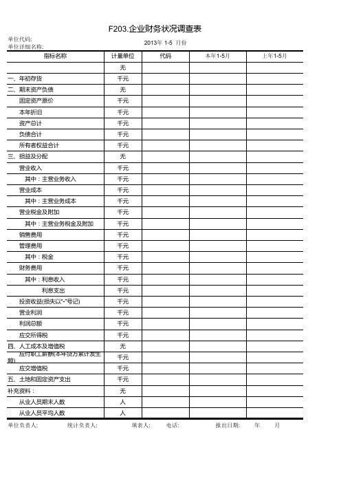 企业财务状况调查表