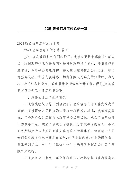 2023政务信息工作总结十篇