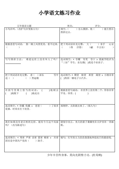 五年级语文课堂拓展精选练习I (54)