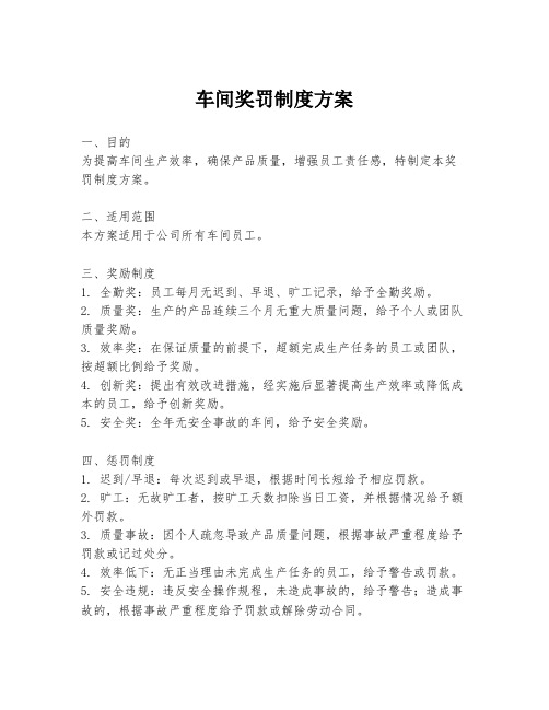 车间奖罚制度方案