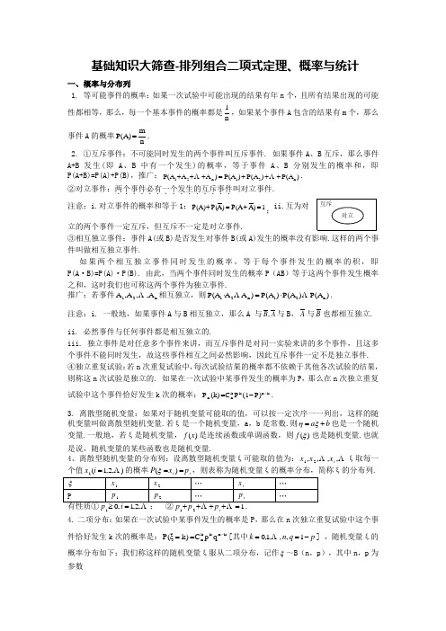 高中数学基础知识大筛查(6)-排列组合二项式定理、概率与统计