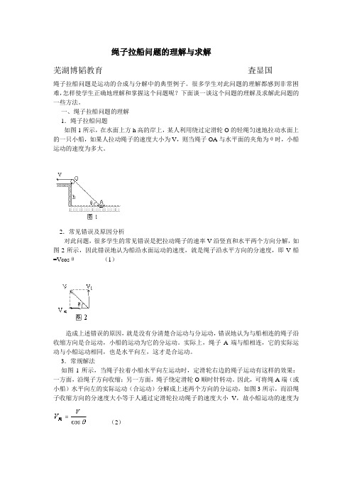 绳子拉船的运动分解问题