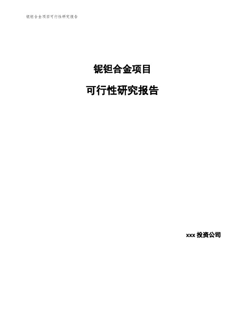 铌钽合金项目可行性研究报告