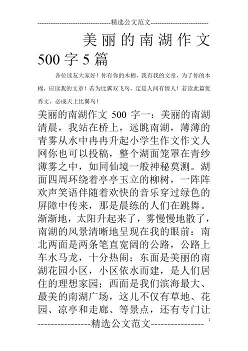 美丽的南湖作文500字5篇_0