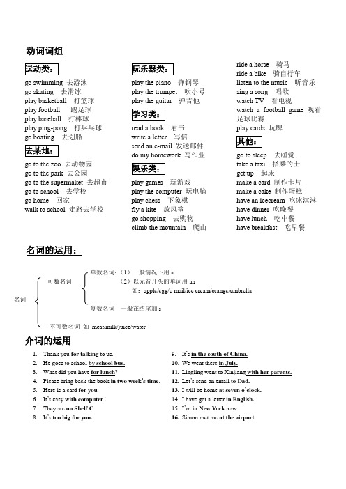 (完整版)小学五年级英语下册重点句型及短语汇总