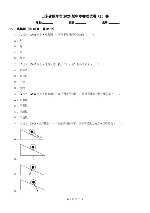 山东省威海市2020版中考物理试卷(I)卷