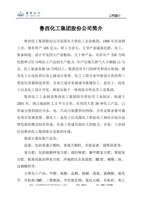 鲁西化工集团股份公司企业介绍