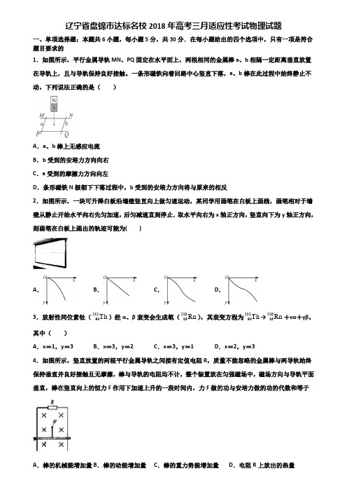 辽宁省盘锦市达标名校2018年高考三月适应性考试物理试题含解析