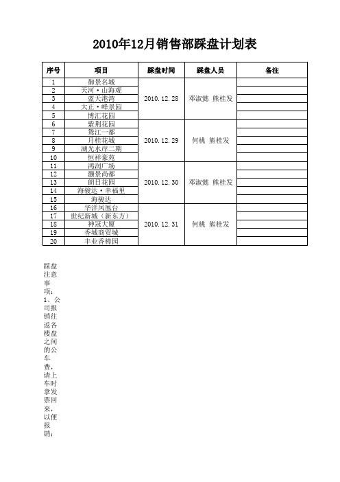 2010.12踩盘安排