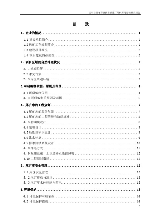 尾矿库可行性研究报告