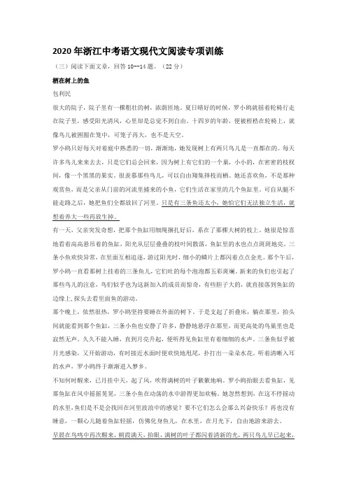 2020年浙江中考语文现代文阅读专项训练