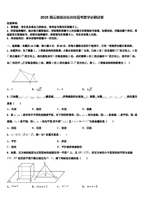 2025届云南省达标名校高考数学必刷试卷含解析