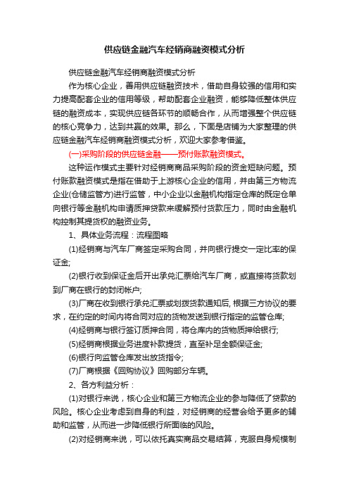 供应链金融汽车经销商融资模式分析