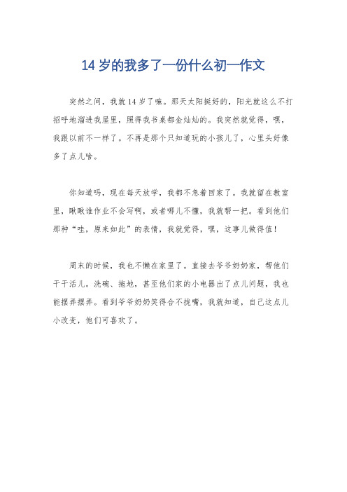 14岁的我多了一份什么初一作文