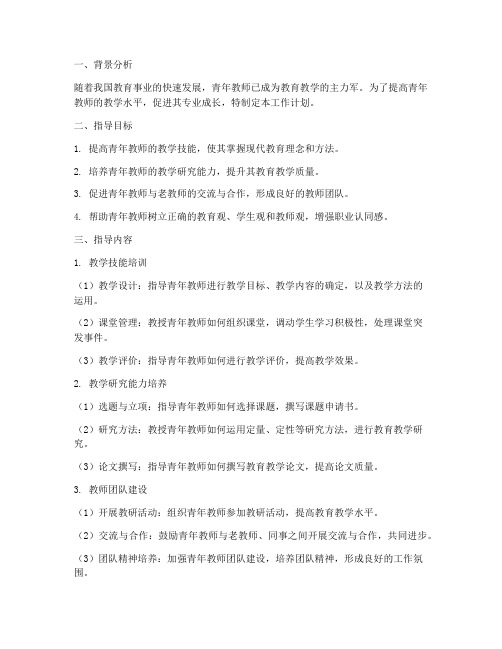 指导青年教师的工作计划