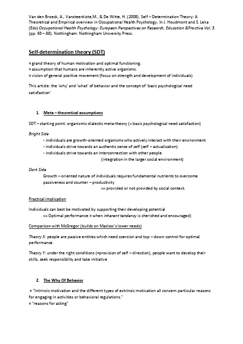 Self-determinationtheory（SDT）：自我决定理论（SDT）