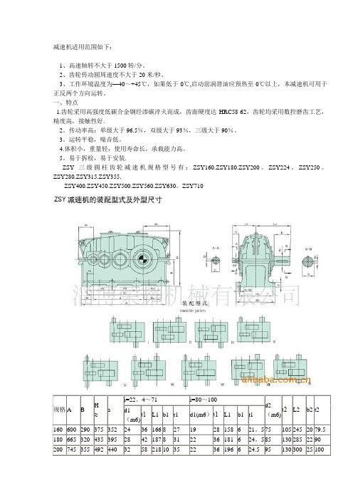 ZSY减速机技术参数及安装尺寸