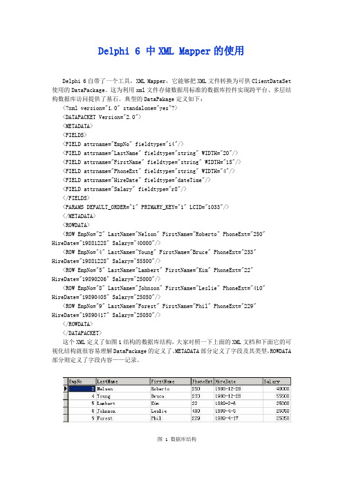 Delphi 6 中XML Mapper的使用