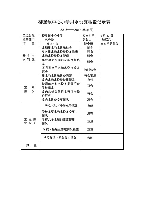 用水设施检查记录表